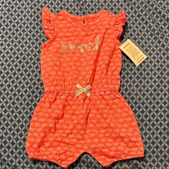 Carter's Other - Carter's Coral Romper with White Paisley